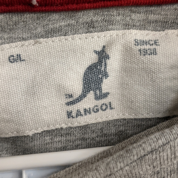 Men's hooded long sleeve shirt kangol size Large Red and Light grey - Picture 5 of 7